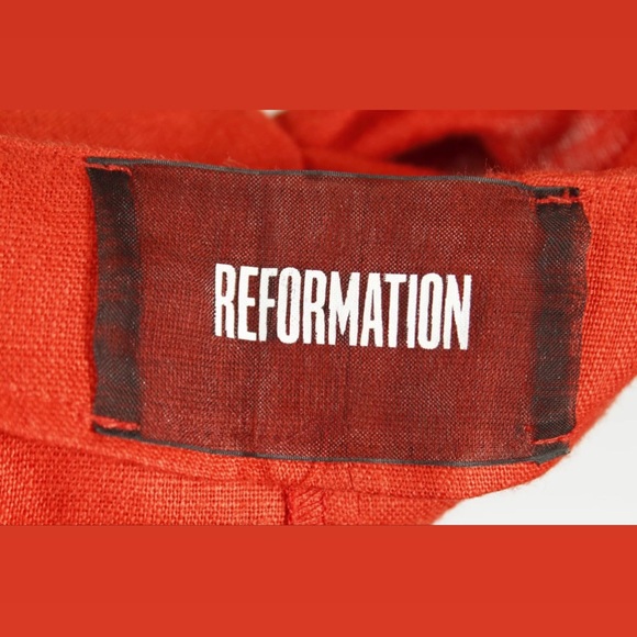 Reformation Red Orange Button Fit & Flare Halter Cut Out Shirt Dress 0 - Picture 3 of 9